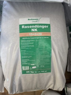 Beckmann Gyepműtrágya NK 15+0+20 hosszú távú hatással, 25 kg /foszfátmentes/